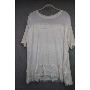 LOGO Lavish Short Sleeve Silky Blouse-Large-Lace Mesh-Cottagecore-Romantic